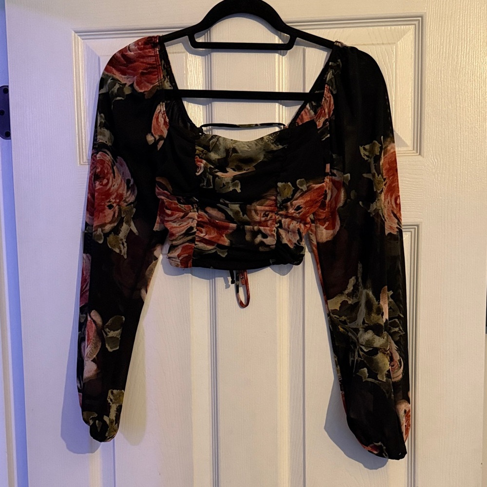 Windsor Elegant Black and Pink Floral Blouse